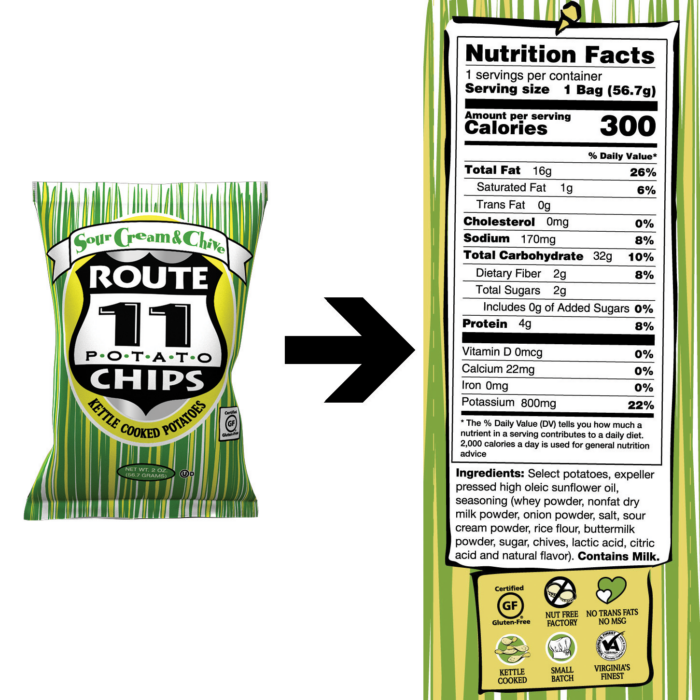 Route 11 Sour Cream & Chive Potato Chips (2oz) - Image 3